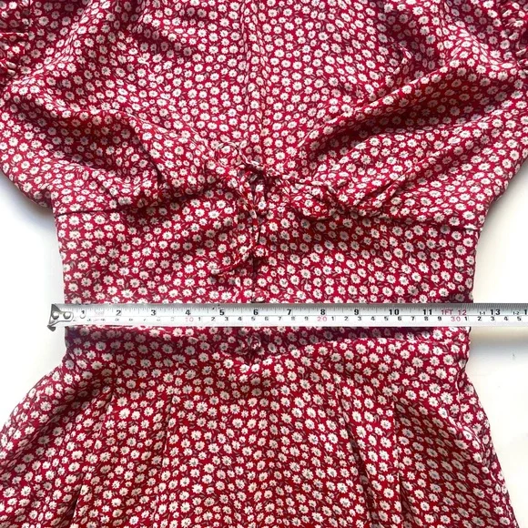 Eggie Red Floral Puff Sleeve Mini Dress – Small Romantic - Picture 2 of 7